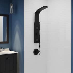 Aura 39.27 in. 2-Jet ted Shower Tower with Heavy Rain Shower and Spray Wand in Matte Black
