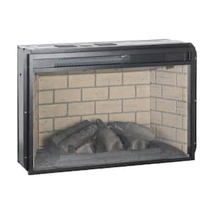 27.2 in. Wall Mount Electric Fireplace Insert in Black with Tempered Glass