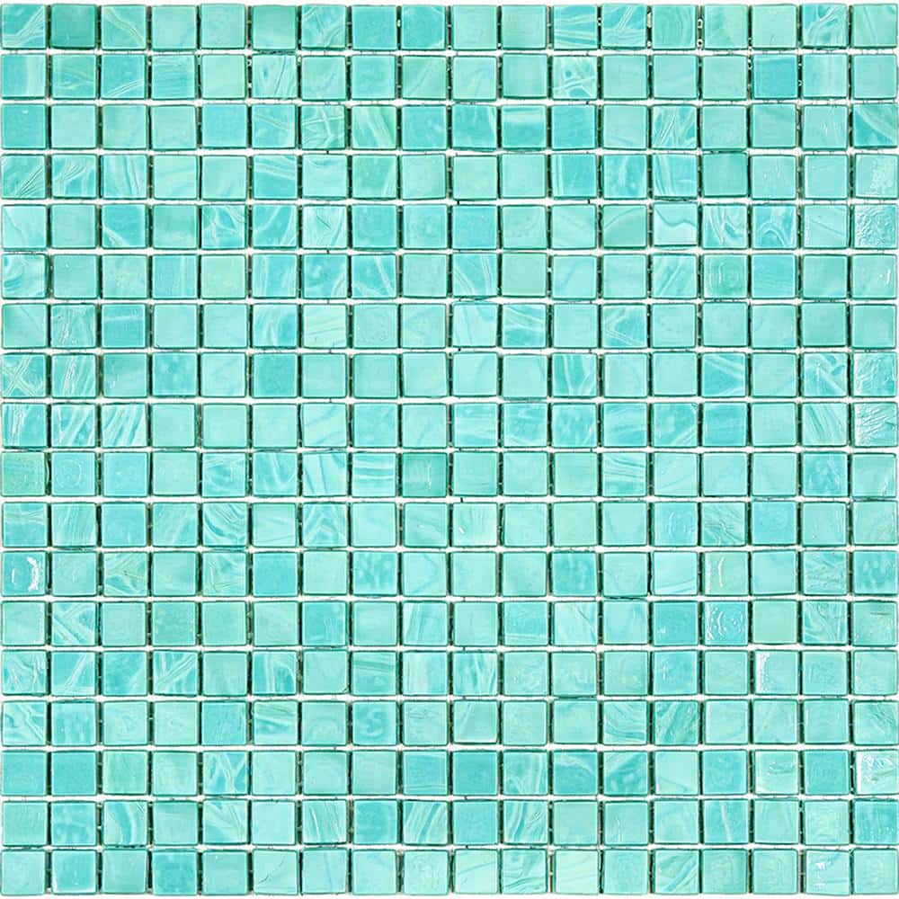 Mint Green Glass Mosaic Wall and Floor Tile, 11.6" x 11.6"