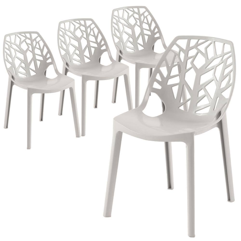 Leisuremod Cornelia Solid Grey Plastic Dining Chair Set of 4 C18SGR4