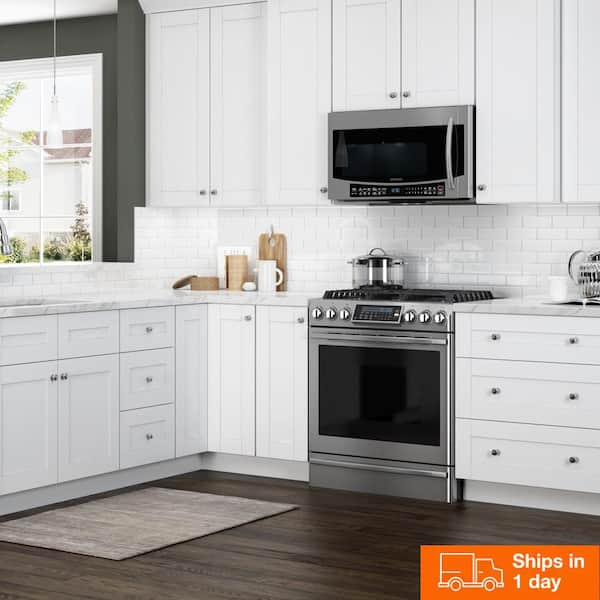 Arlington Vesper White Plywood Shaker Stock Assembled Base Kitchen Cabinet Soft Close 36 in W x 24 in D x 34.5 in H