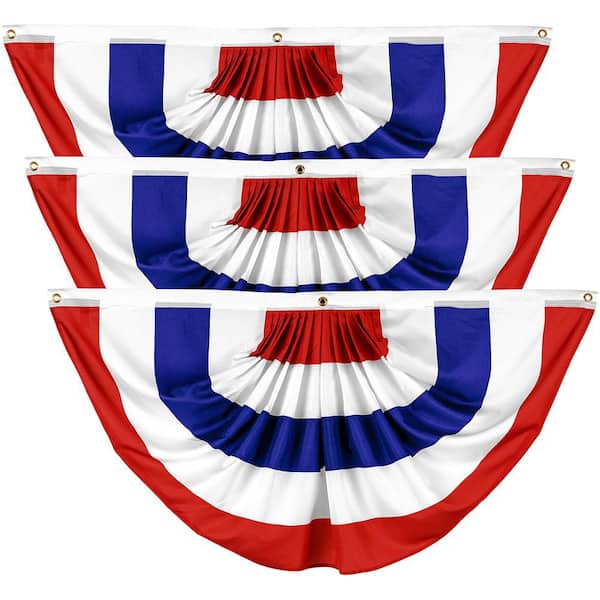 G128 1.5 ft. x 3 ft. Printed Polyester USA No Stars Fan Flag with Canvas Header Brass Grommets (3-Pack)