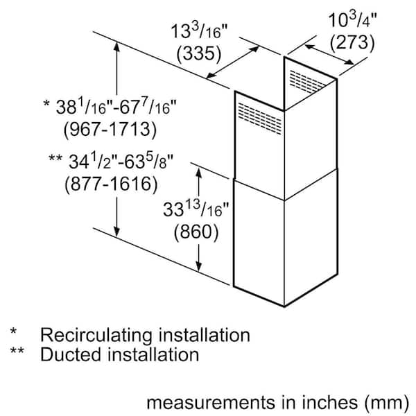 Chimney Extension for Bosch Pyramid Style Wall Range Hoods in Black Stainless Steel