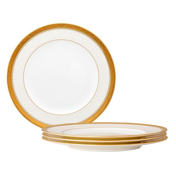 Noritake Odessa Gold 8.5 in. (Gold) Bone China Salad Plates, (Set of 4)