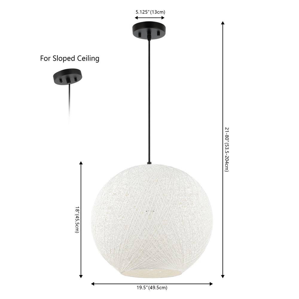 Lacey 19.5" White Bohemian Globe LED Pendant Light