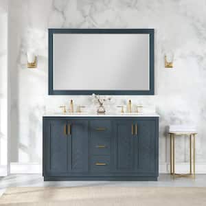 Maribella 57.2 in. W x 36 in. H Rectangular Wood Framed Wall Bathroom Vanity Mirror in Classical Blue