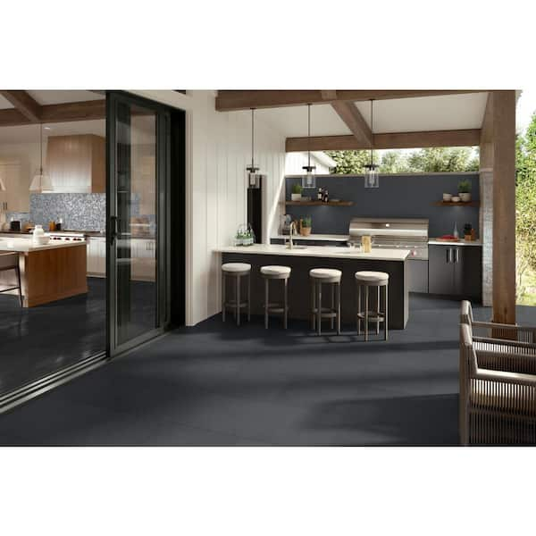 EMSER TILE Rhythm Black 11.22 in. x 12.95 in. Matte Stone Look