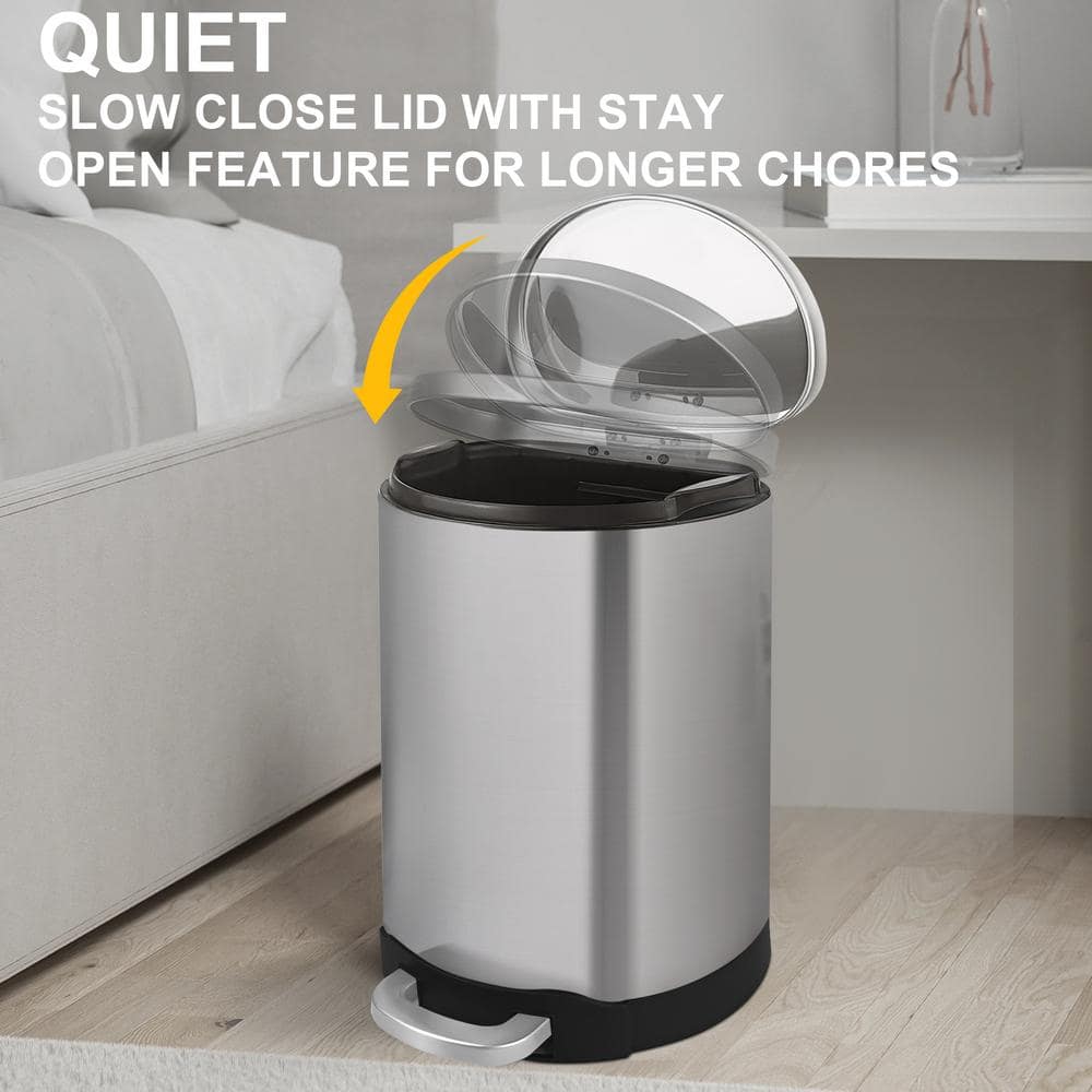 3.2 Gallon Brushed Stainless Steel Step-On Trash Can