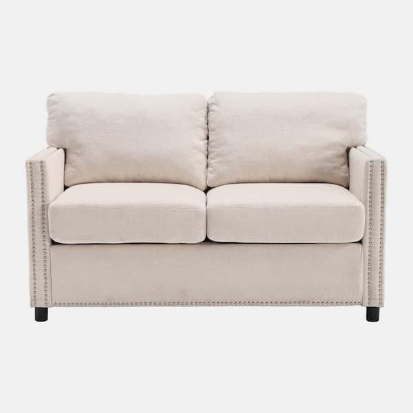 wetiny 52.36 in. Straight Arm Modern chenille Fabric Rectangle Loveseat Sofa in. Beige