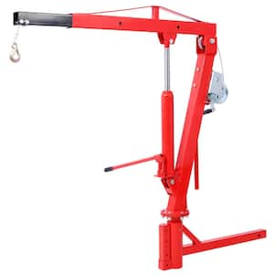 500 lbs. 2 ft. Pickup Truck Hydraulic PWC Dock Jib Engine Hoist Crane Hitch Mount Lift Hitch Mount in Red