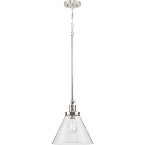 Progress Lighting Hinton 1-Light Brushed Nickel Seeded Glass Industrial Pendant Light