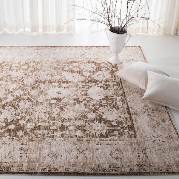 Vintage Oushak 9 ft. x 12 ft. Ivory/Beige Distressed Border Area Rug