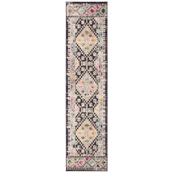 Madison Black/Yellow 2 ft. x 18 ft. Geometric Runner Rug