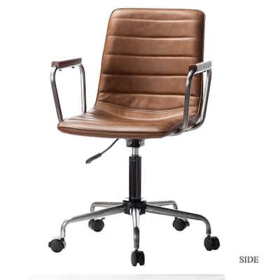 Saale Cognac PU Faux Leather Office Task Chair with Silver Base