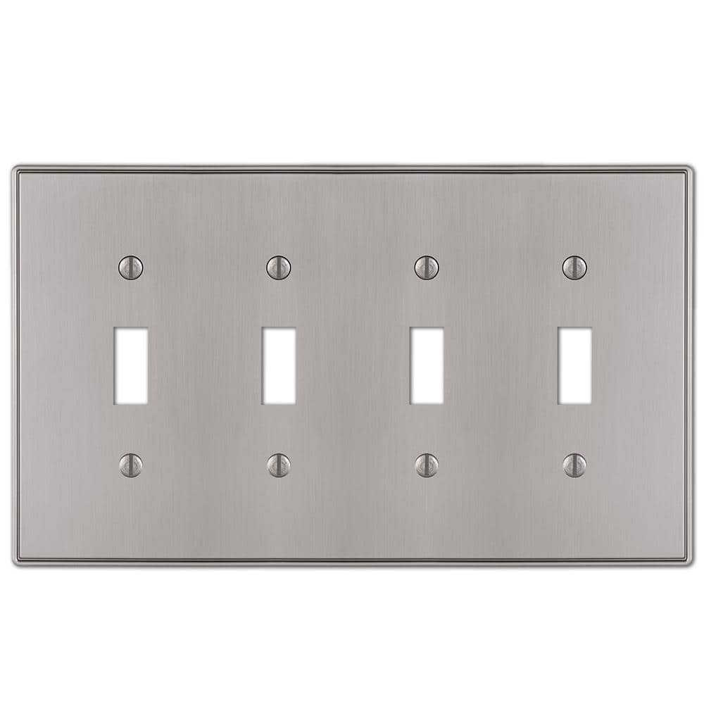 Brushed Nickel 4-Gang Metal Toggle Wall Plate