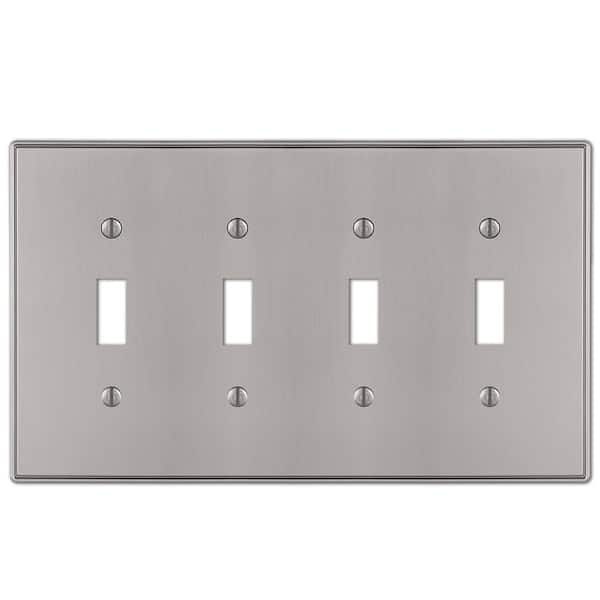 Amerelle Ansley 4 Gang Toggle Metal Wall Plate - Brushed Nickel 70t4bn 