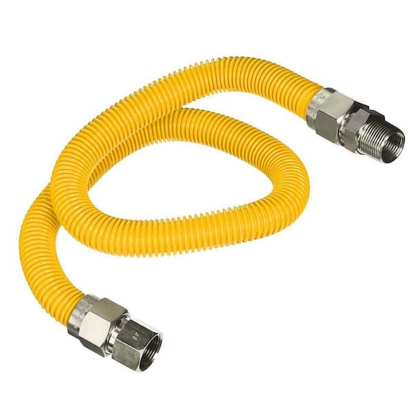 The Plumber's Choice 30 in. Flexible Gas Connector Yellow Coated Stainless Steel for Gas Log and Space Heater, 3/8 in. Fittings