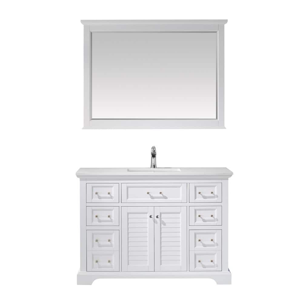 ROSWELL Lorna 48 in. Bath Vanity in White with Manufactured Stone ...
