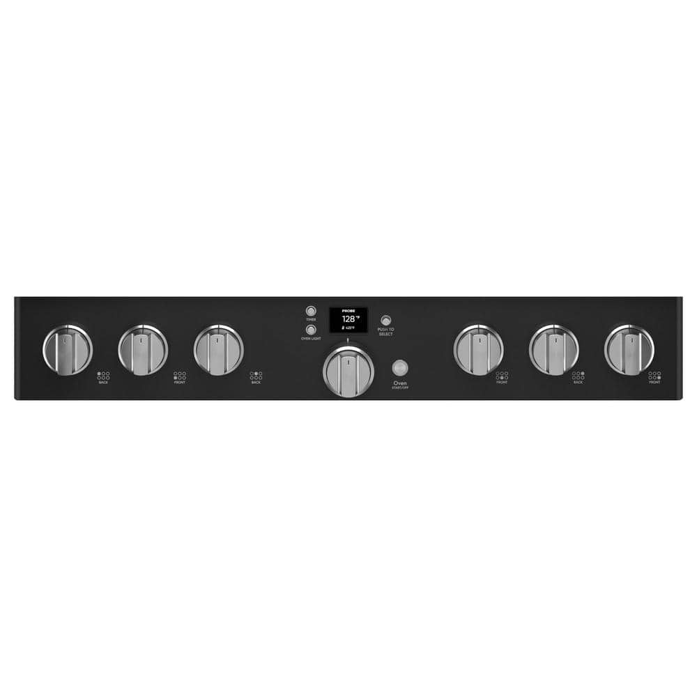 36" Matte Black Smart Convection Gas Range with Griddle