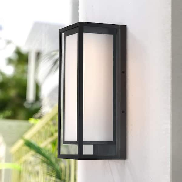 TRUE FINE Exton 1-Light 16 in. Black Outdoor Wall Sconce Light