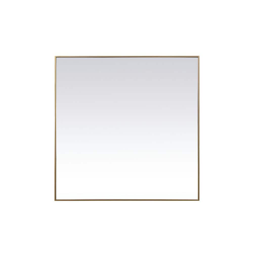 Timeless Home 48 in. W x 48 in. H x Modern Metal Framed Square Brass Mirror MIR89696BR The