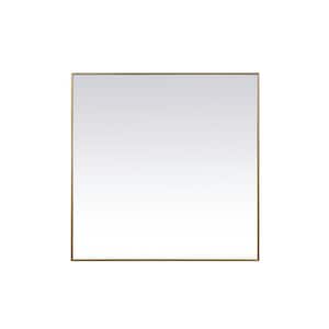 Timeless Home 48 in. W x 48 in. H x Modern Metal Framed Square Brass Mirror