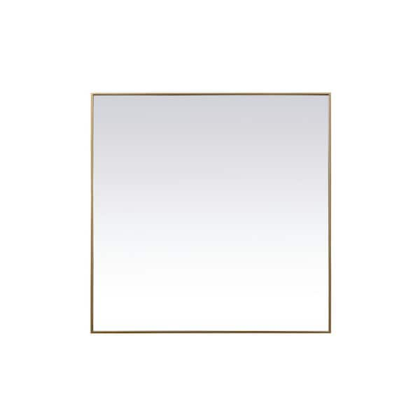 Unbranded Timeless Home 48 in. W x 48 in. H x Modern Metal Framed Square Brass Mirror