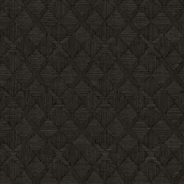 Jeremiah Brent Black Hoffman Faux Sisal Peel and Stick Vinyl Textured Wallpaper Roll (covers 28 sq. ft. )