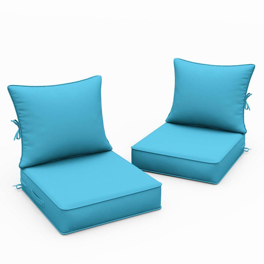 22 in. x 24 in. x 4 in. (2-Pack) Water-Resistant Outdoor Patio Furniture Replacement Deep Seat Cushions, Lake Blue price history on PriceWatchPro