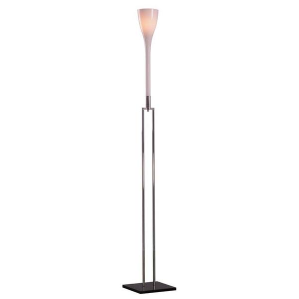 PLC Lighting 1-Light Floor Lamp Polished Chrome Finish Opal Glass