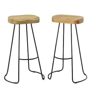 Saga 31 in. Natural and Black Bar Stool (Set of 2)