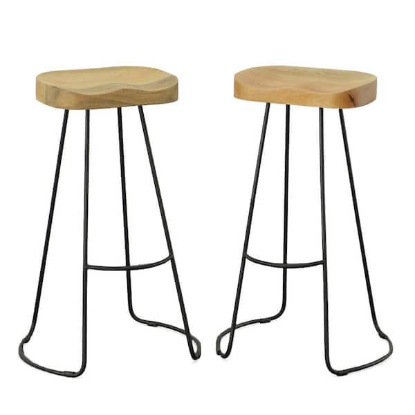 Carolina Cottage Saga 31 in. Natural and Black Bar Stool (Set of 2 ...