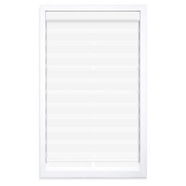 Perfect Lift Window Treatment White Cordless Light Filtering Zebra Polyester Roller Shade, 27 in. W x 72 in. L