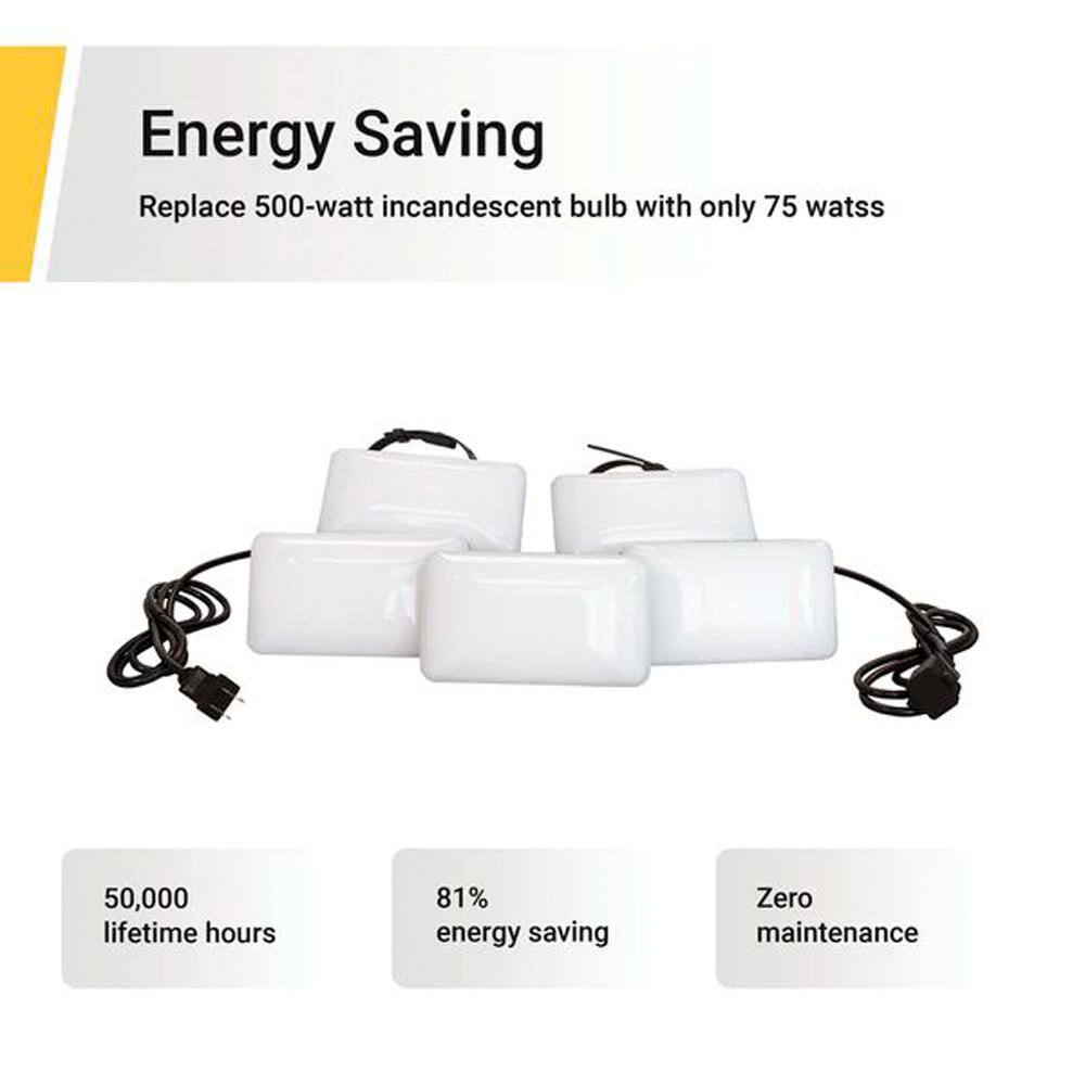 50ft White LED Outdoor Adjustable String Light with 5 Heads