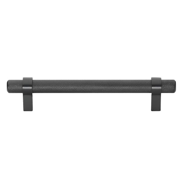 GLIDERITE 5 in. (128 mm ) Center-to Center Matte Black Knurled Bar Pull (10-Pack )