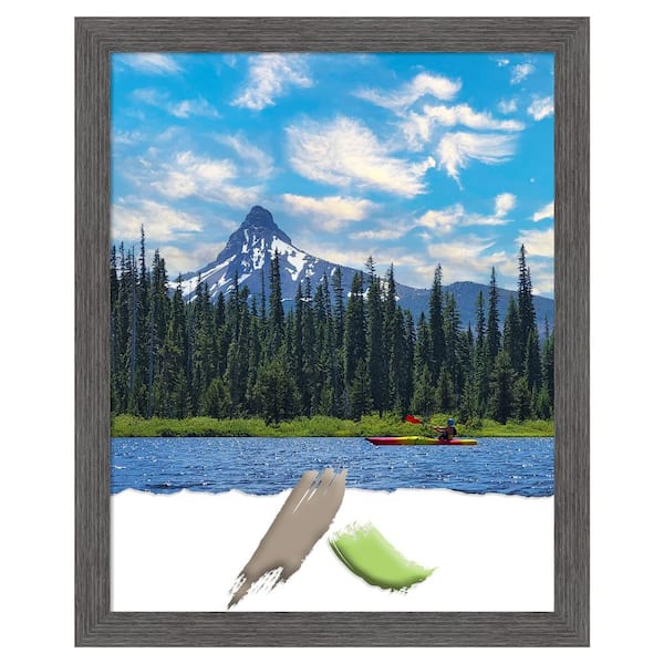 Amanti Art Size 16 in. x 20 in. Pinstripe Plank Grey Thin Picture Frame Opening
