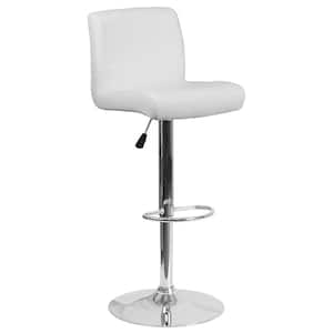 34.50 in. Adjustable Height White Cushioned Bar Stool