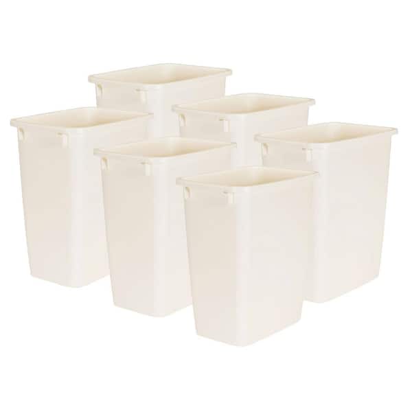 Rubbermaid Bisque 21 qt. Rectangular Kitchen Wastebasket Lidless Indoor Trash Can (6-Pack)