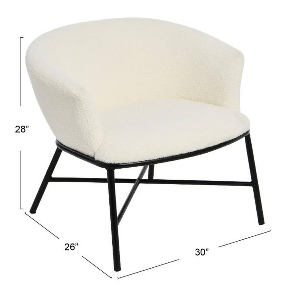White Boucle Upholstered Metal Accent Arm Chair