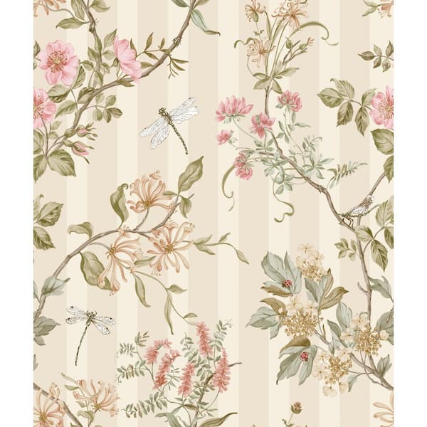 Walls Republic Cream Coral Spring Meadow Floral Trail Wallpaper Print Non-Woven Non-Pasted Textured Wallpaper 57 sq. ft.