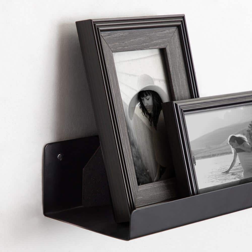 Mezzo 27'' Black Modern Metal Floating Wall Ledge Shelf Set
