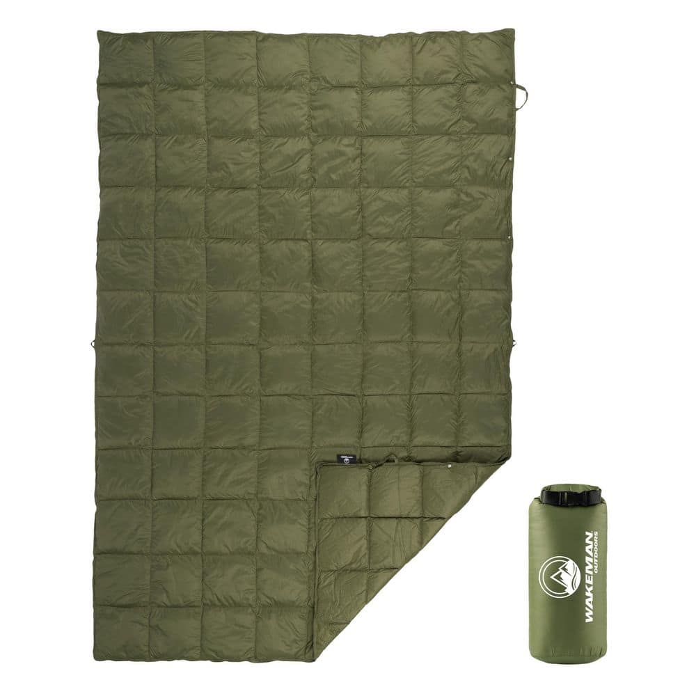 Wakeman Outdoors 78 x 52 in. Down Camp Blanket, Green 75-CMP1184