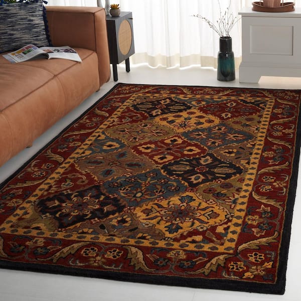 Classic 5 ft. x 8 ft. Blue/Red Abstract Traditional Area Rug