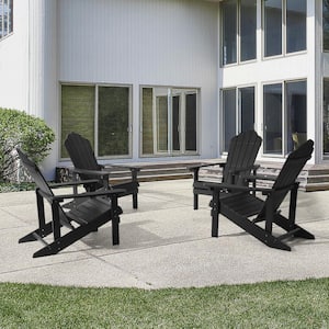 Black HIPS Plastic Weather Resistant Adirondack Chair for Outdoors (4-Pack)
