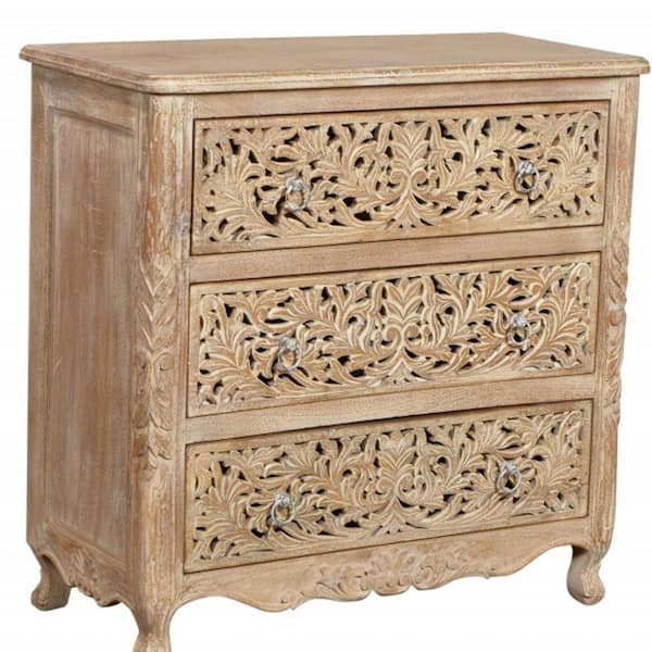 HomeRoots Danielle Antique White 3 Drawers 36 in. Dresser