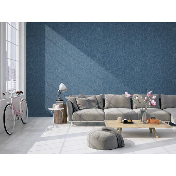 CASA MIA Textile Plain Linen Blue Paper Non Pasted Strippable Wallpaper  Roll (Cover  sq. ft.) RM90202 - The Home Depot