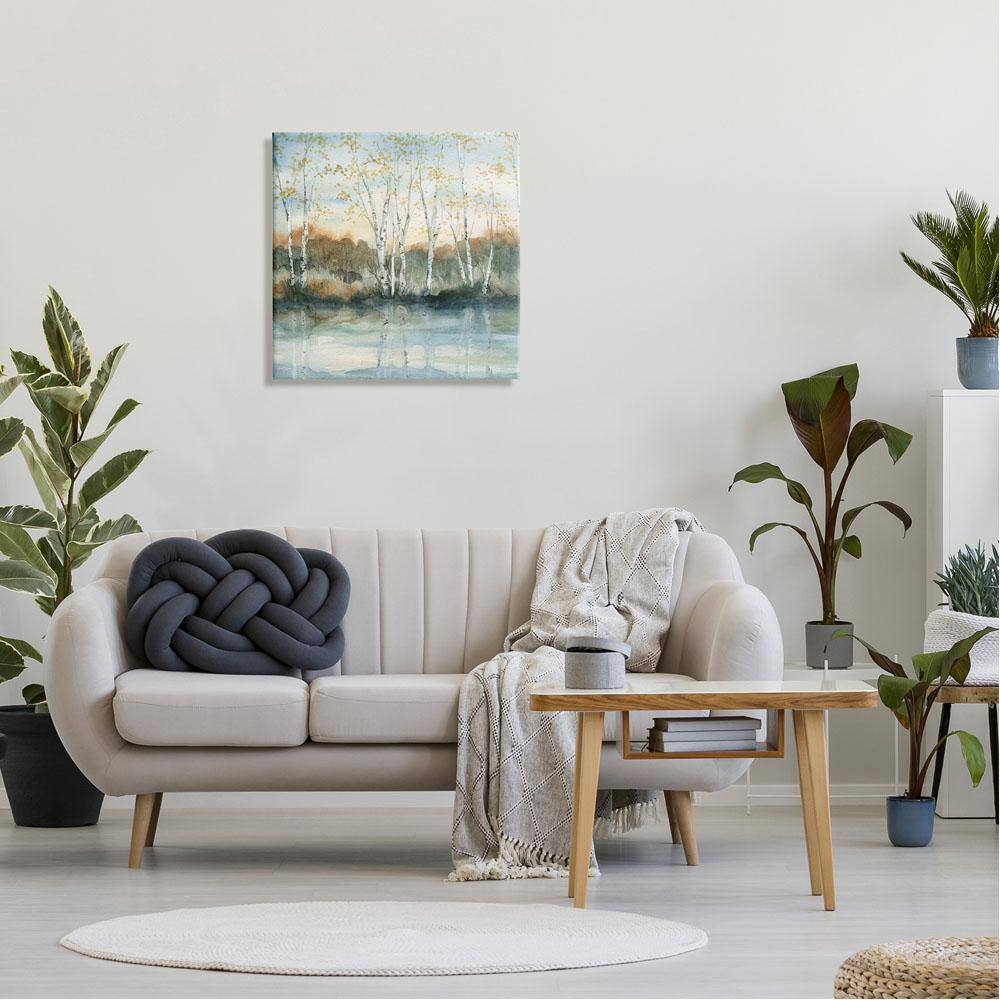 Birch Tree Reflections Landscape Canvas Wall Art, 24 x 24