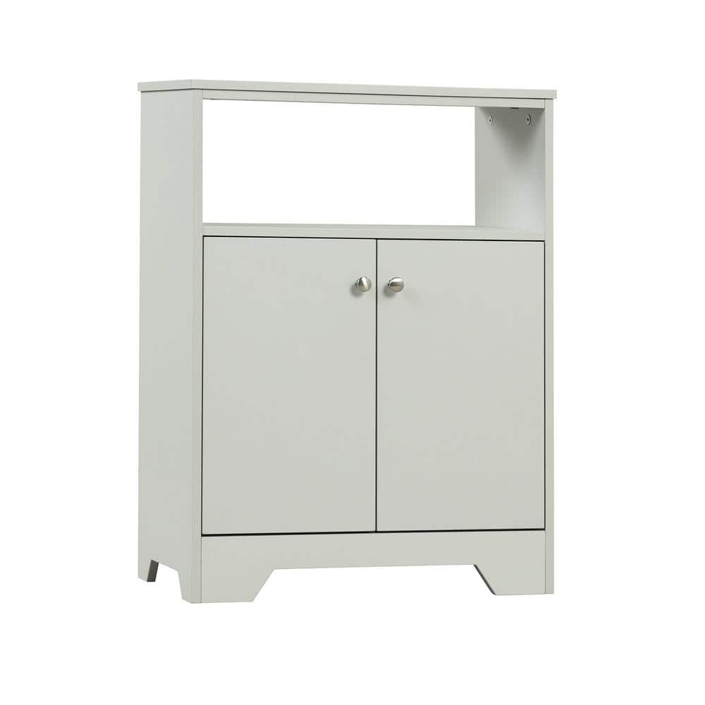 23.6 in. W x 11.8 in. D x 31.7 in. H Gray MDF Board Linen Cabinet with Open