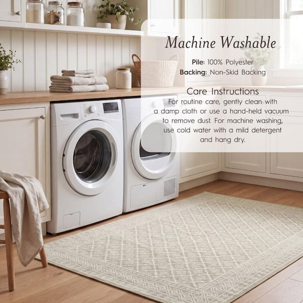 Laura Ashley Autumn 5 ft. X 7 ft. Beige Oriental Machine Washable
