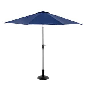 10 ft. Aluminum Market Crank and Tilt Outdoor Patio Umbrella with Base, Blue